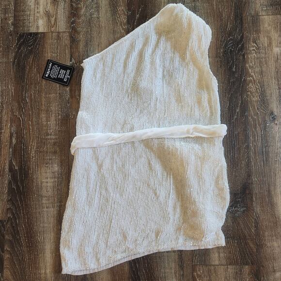 Retrofete Ella Sequin Dress in White Size XS One Shoulder NWT Belt - Picture 6 of 11